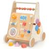 Pillowhale Wooden Baby Walker for Toddlers Learning to Walk, Push Walker Toy with Montessori Activity Center & Adjustable Brake, 12M+ (Spring Bird) view 1