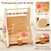 Pillowhale Wooden Baby Walker for Toddlers Learning to Walk, Push Walker Toy with Montessori Activity Center & Adjustable Brake, 12M+ (Spring Bird) view 3