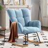 SENCHO GINSYTALIOR Nursery Rocking Chair Teddy Upholstered Glider Rocker,Rocking Accent Chair Padded Seat with High Backrest,Solid Wood Legs for Nursery Bedroom Living Room(Blue view 1