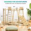 BlueWood Upgraded Indoor Jungle Gym 9-in-1 Playground Kids Climbing Toys, Waldorf Style Wooden Climber Playset with Slide, Swing, Monkey Bars, Upright/Rope Ladder, Climb Net, Natural Wood Color view 2