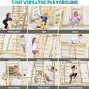 BlueWood Upgraded Indoor Jungle Gym 9-in-1 Playground Kids Climbing Toys, Waldorf Style Wooden Climber Playset with Slide, Swing, Monkey Bars, Upright/Rope Ladder, Climb Net, Natural Wood Color view 3