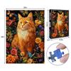 1000pcs Jigsaw Puzzle - Orange Cat in Flowers Design, Large Paper Puzzle for Adults, Interactive Family Game, DIY Brain Challenge, Scratch-Resistant, Square Shape, Ideal view 2
