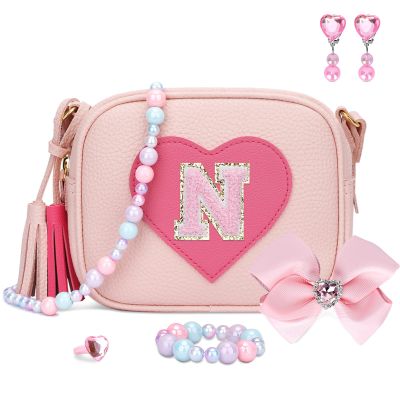 KKXIU Gifts For 3 4 5 6 7 8 Year Old Girls Dress Up Jewelry Kids Toys Toddler Purse Heart Little Girl Bag (N, Pink)