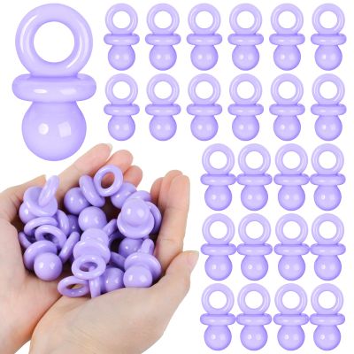24 Pcs Baby Shower Pacifiers, 1.75 Inch Plastic Pacifiers for Baby Shower Game, Bulk Pacifier for DIY Decoration, Gender Reveal Table Scatter, Hunt Game Props, Party Favors(Purple)