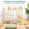 BlueWood Upgraded Indoor Jungle Gym 9-in-1 Playground Kids Climbing Toys, Waldorf Style Wooden Climber Playset with Slide, Swing, Monkey Bars, Upright/Rope Ladder, Climb Net, Pink view 2