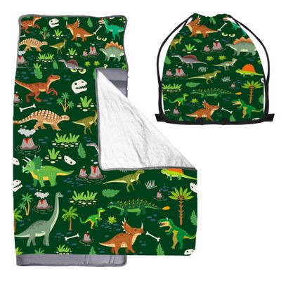 Cute Toddler Nap Mat with Pillow & BlanketSoft Rolled Napping Mats for Boys and Girls, Warm Kids Sleeping Bag Lightweight Slumber Bags for Daycare Preschool Travel (Dinosaur)