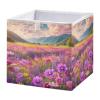 Emelivor Field Mountains Purple Cube Storage Bin Fabric Storage Cubes Large Storage Baskets for Shelves Collapsible Cube Organizer Bins for Shelves Nursery Closet Bedroom Living Room,11 x 11inch view 1