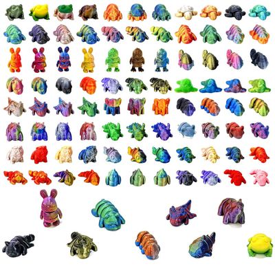 26 Pcs Mini Animals Mystery Pack, 3D Printed Small Animal Flexible Fidget Toy, 3D Printed Cute Animal Home, Office, Executive Desk Decoration