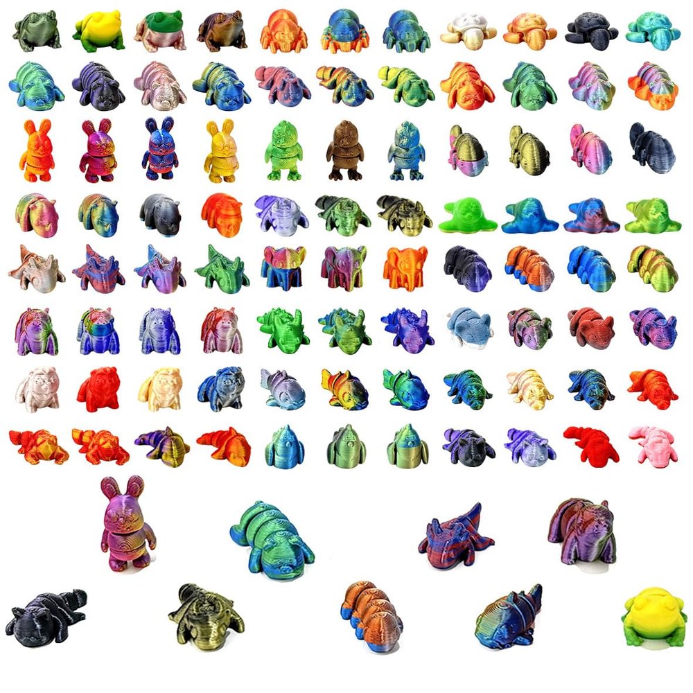26 Pcs Mini Animals Mystery Pack, 3D Printed Small Animal Flexible Fidget Toy, 3D Printed Cute Animal Home, Office, Executive Desk Decoration