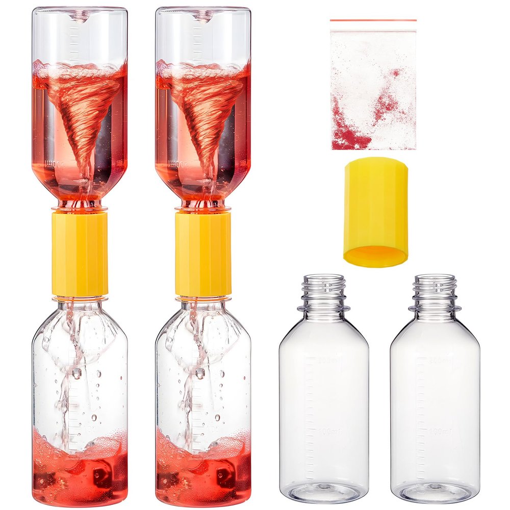 2 Sets Tornado Makers, Plastic Cyclone Tube Vortex Connector, Tornadoes in a Bottle, Mini Hurricane Water Vortex Makers for Scientific Experiments Test Nature Gift