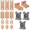 17 Pcs Wooden Train Track Connectors Adapters Set Wood Train Track Pieces Accessories Trains Bridge Pier Straight Wooden Tracks Expansion Male Male Female Female for Most Track Railway Accessories view 1