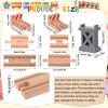 17 Pcs Wooden Train Track Connectors Adapters Set Wood Train Track Pieces Accessories Trains Bridge Pier Straight Wooden Tracks Expansion Male Male Female Female for Most Track Railway Accessories view 2