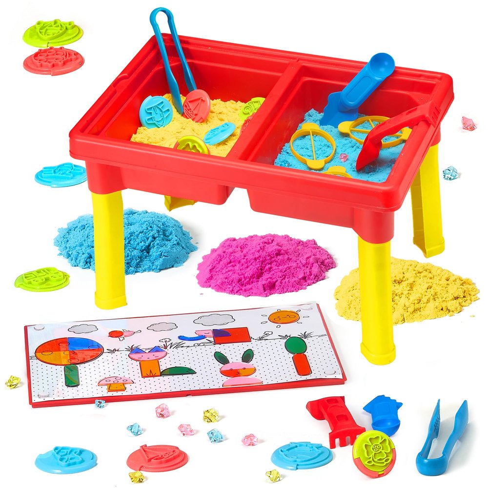 Carolart Sensory Table with Sands, Sand & Water Play Table for KidsIndoor and Outdoor Activity Table, Sensory Bin Toys for Toddlers 3 4 5 6 717x11.5x10.2 Inches