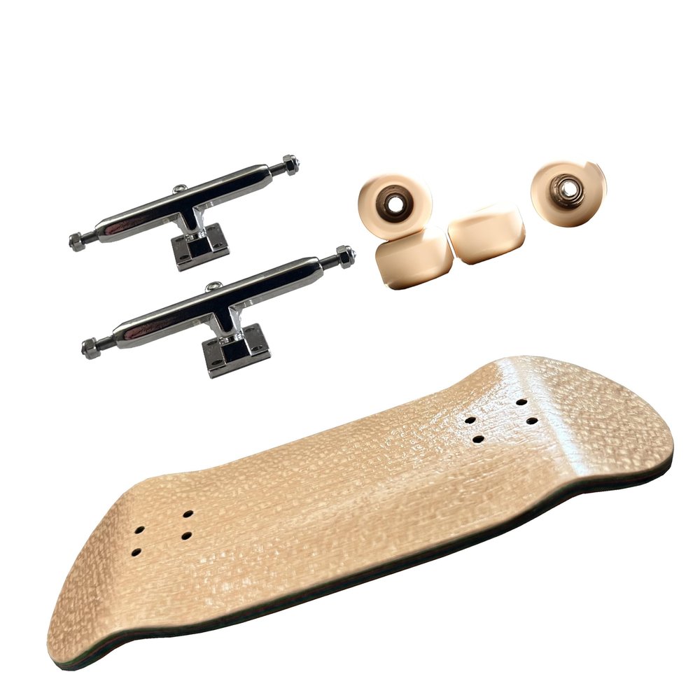SOLDIER BAR Pro Fingerboard Complete (6-Layer 35mm Deep concave Handmade Maple Deck + Hex (36mm) Truck + Pro Soul Wheels) (Brown Litchi-Patterned)