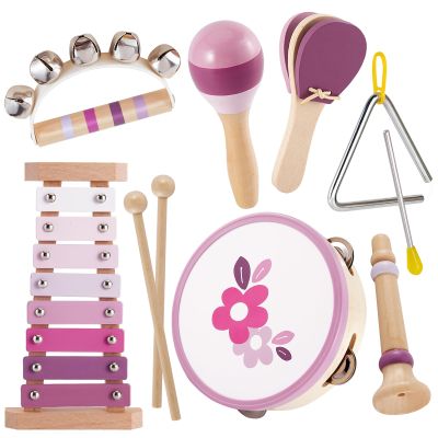 BUYGER Baby Musical Instruments with Xylophone, Wooden Percussion Instruments Sets with Storage Bag, Montessori Educational Gifts for 1 2 3 Years Old Boys Girls Kids Toddlers