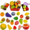 Exasinine 33pcs Miniature Fruits Figures Strawberry Peach Grapes Mini Resin Figures Artificial Fruit for Garden Kitchen Game Party Decor Cake Decoration view 1