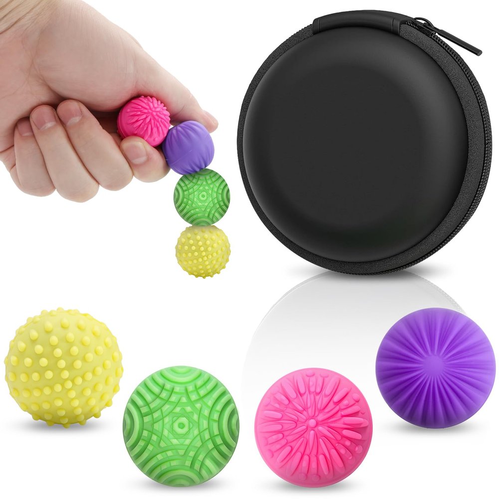 4-Pack Silicone Magnetic Balls Fidget Toys for Adults,Teens, Stress Relief Sensory Toys for ADHD Autism Anxiety,Fun Textures Sensory Adult fidgets Toys,Quiet Executive Desk Fidget Magnets for Office