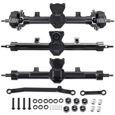 1/24th Aluminum Front Middle Rear Axles +4mm Extended with Steering Links Upgrade for AXIAL SCX24 Gladiator Deadbolt Bronco JLU C10