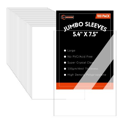 100 Pack Jumbo Card Sleeves Size L (5.4"x7.5") 4 Mil - Oversized Card Sleeves for Thick Trading Cards, Sports & Photos Storage, Exact Fit Plastic Sleeves with Snug Fit & Easy Insertion