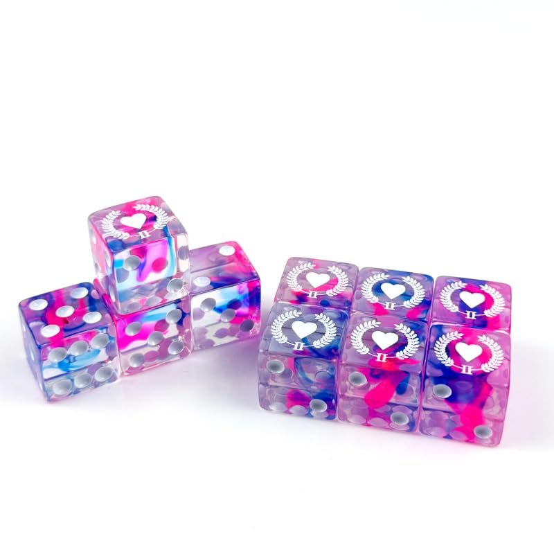10 Piece D6 dice 16mm Acrylic Dice Set Polyhedral Dice Game Dice for RPG MTG DND Dice Table Games (Pink-2)
