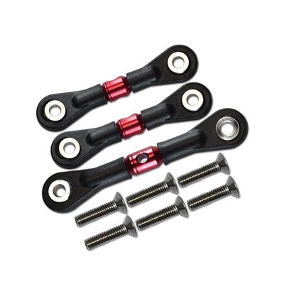 Adjustable Steering Tie Link Pull Rod Linkage Compatible with TT-02/TT02T 1/10 RC Car Replacement RC Car Upgrades Parts Accessories(Red)