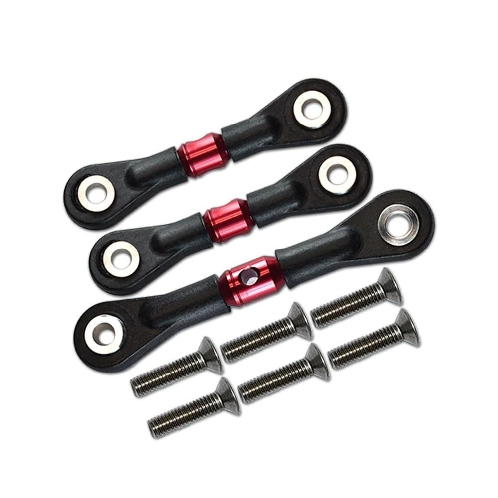 Adjustable Steering Tie Link Pull Rod Linkage Compatible with TT-02/TT02T 1/10 RC Car Replacement RC Car Upgrades Parts Accessories(Red)