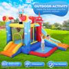 Commowner Inflatable Bounce House Water Slide, 7-in-1 Bouncy Castle Combo Water Pool & Bouncing Area & Slides & Basketball Game & Dart Game, Jump House for Kids Aged 3-10 w/Storage Bag, Orange view 3
