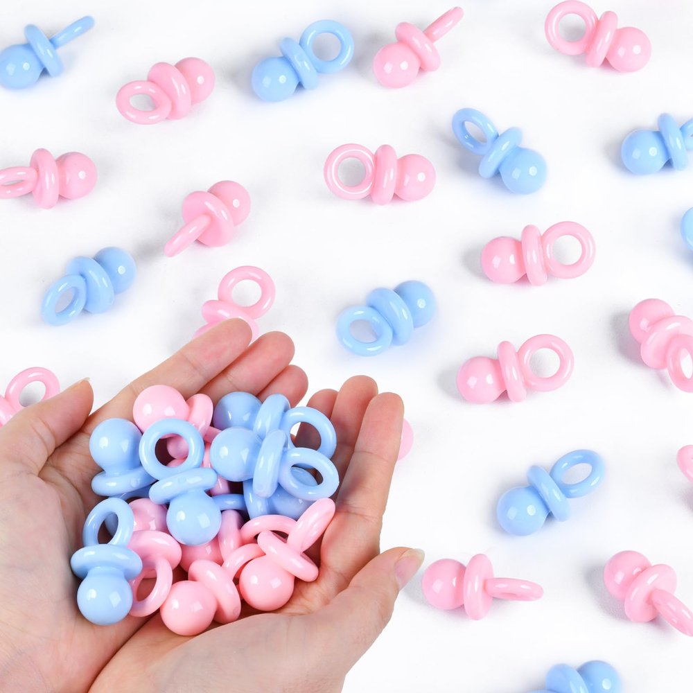 36 PCS Plastic Pacifiers for Baby Shower Game Girl, 1.75 Inch Cute Baby Shower Pacifiers for Decoration DIY, Gender Reveal Table Scatter, Pacifier Hunt Games, Party Favors(Pink&Blue)