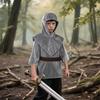 Kids Renaissance Imitative Chain Mail Shirt with Coif Medieval Knight Costume Armor Tunic Costume Belt Set view 4