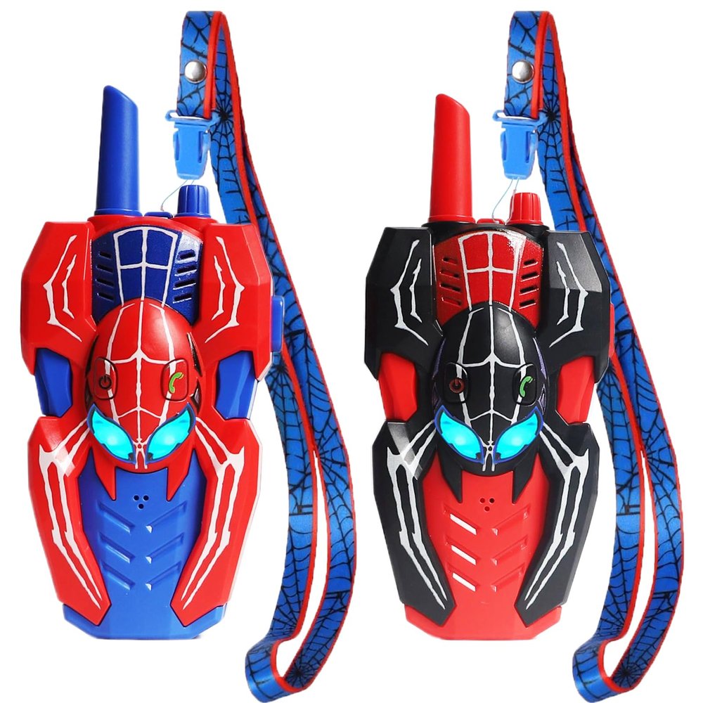 Walkie Talkies for Kids Long Range, Kids Walkie Talkies 2 Pack, Spider Toys for Boys 3-4 4-6 6-8 Outdoor Camping 2 Way Radio Toy, Birthday Toys for Ages 3-4 5-7 8-13