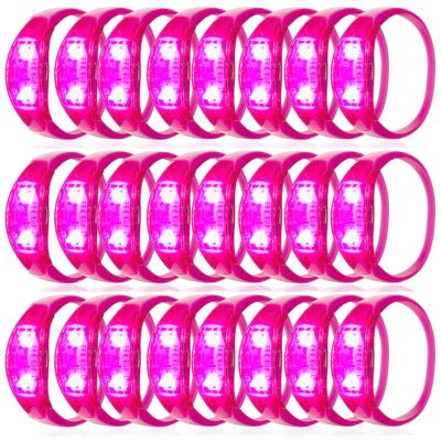 100 Pcs LED Bracelets Sound Activated with Flashing LED Strobe Music Control Light Up Bracelets for Rave, Game Prizes, Birthday Party Favor,Valentine's Day gift (Hot Pink)