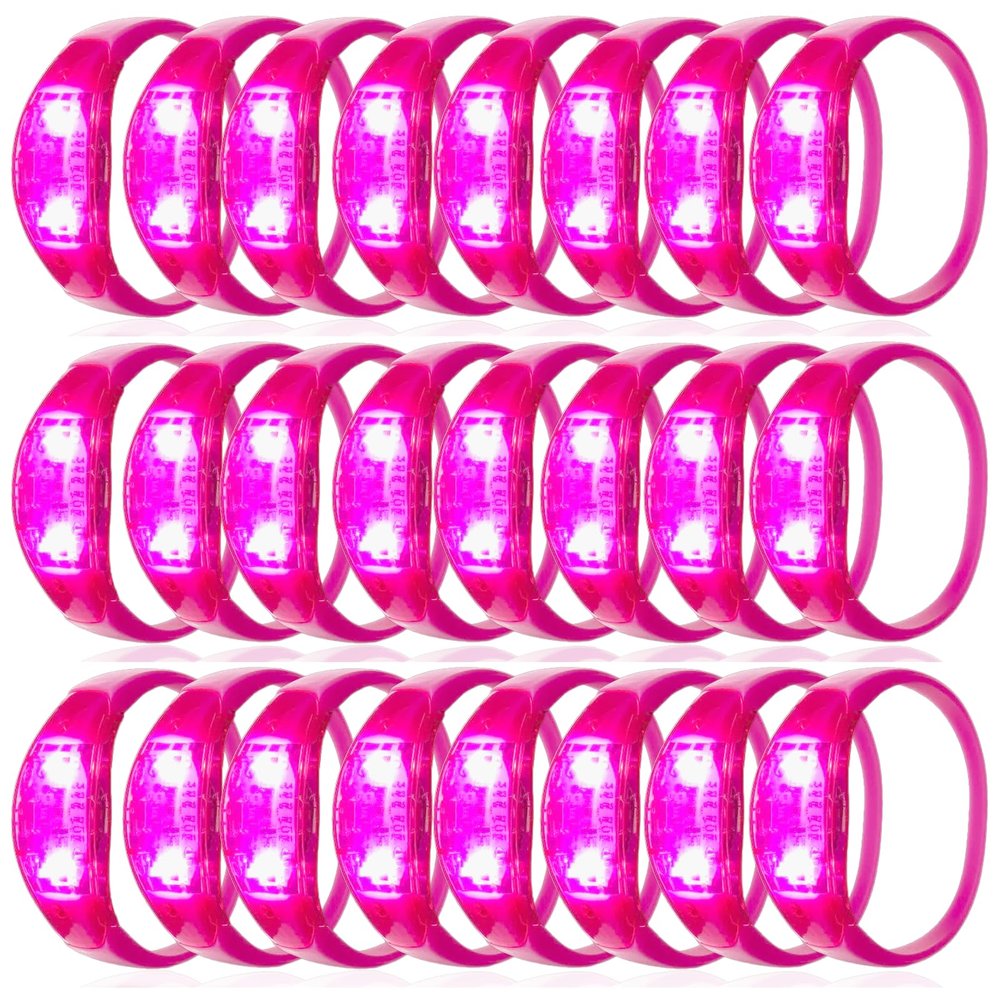 100 Pcs LED Bracelets Sound Activated with Flashing LED Strobe Music Control Light Up Bracelets for Rave, Game Prizes, Birthday Party Favor,Valentine's Day gift (Hot Pink)