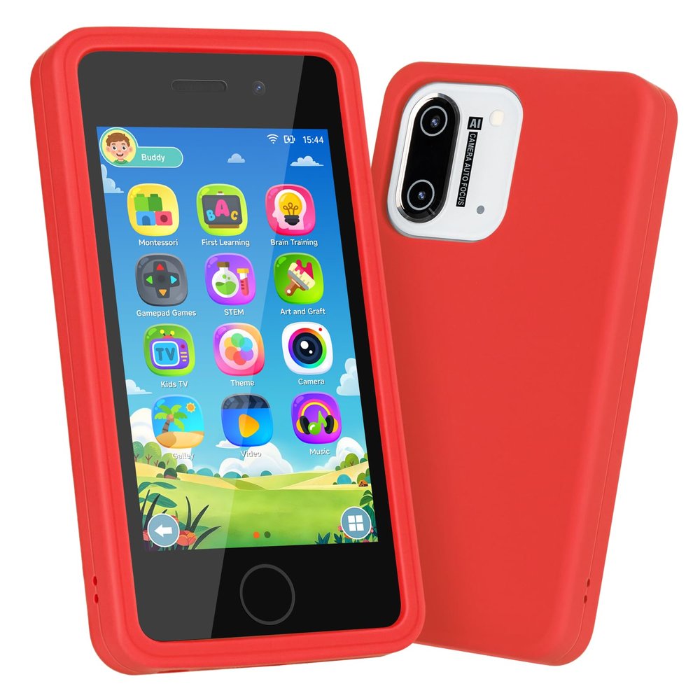 3.97" Touchscreen Kids Toys Smart Phone, Kids Phone with Games & Dual Camera, Toddler Toys Phone, Boys and Girls Learning Toy Phone for 3-9 Years Old (Red)