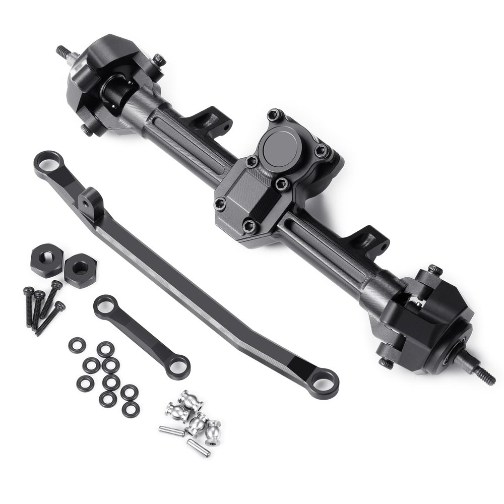 1/24th Aluminum Front Axles +4mm Extended with Steering Links Upgrade for AXIAL SCX24 Gladiator Deadbolt Bronco JLU C10