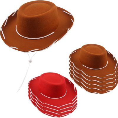8 Pack Kids Cowboy Hats Felt Cowboy Costume Hat Western Cowgirl Hat for Boys Girls Halloween Birthday Party Accessories (Color Set 4)