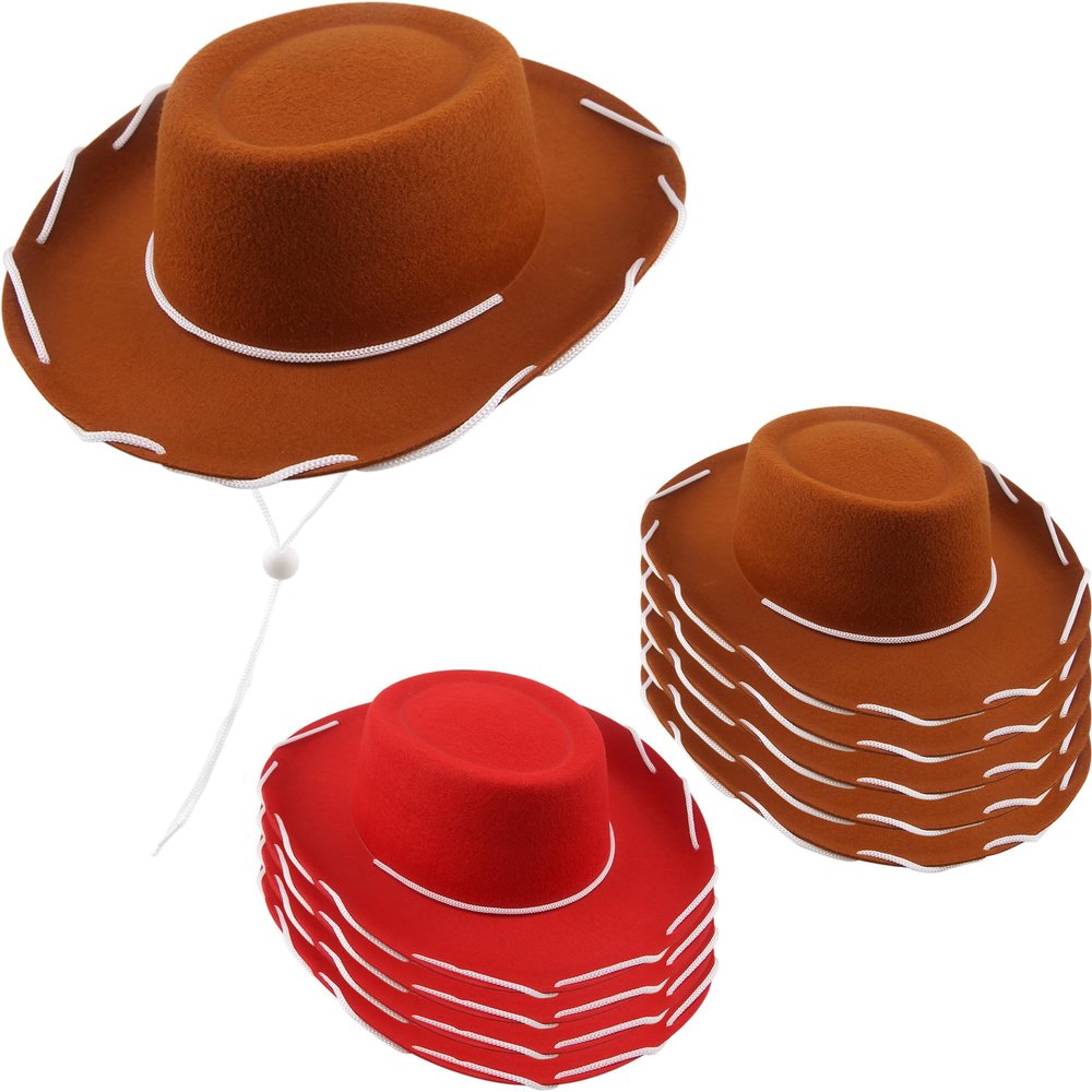8 Pack Kids Cowboy Hats Felt Cowboy Costume Hat Western Cowgirl Hat for Boys Girls Halloween Birthday Party Accessories (Color Set 4)