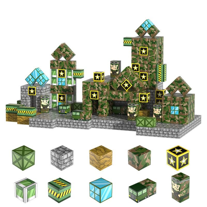 130PCS Mine Magnetic Blocks Build My World Set Magnet Tiles Building Block Toys, Pixel Magnetic Cubes for STEM Stacking Magnets Sensory Toys for Preschool Kids Toddler Boys Girls Age 3+ Years Old