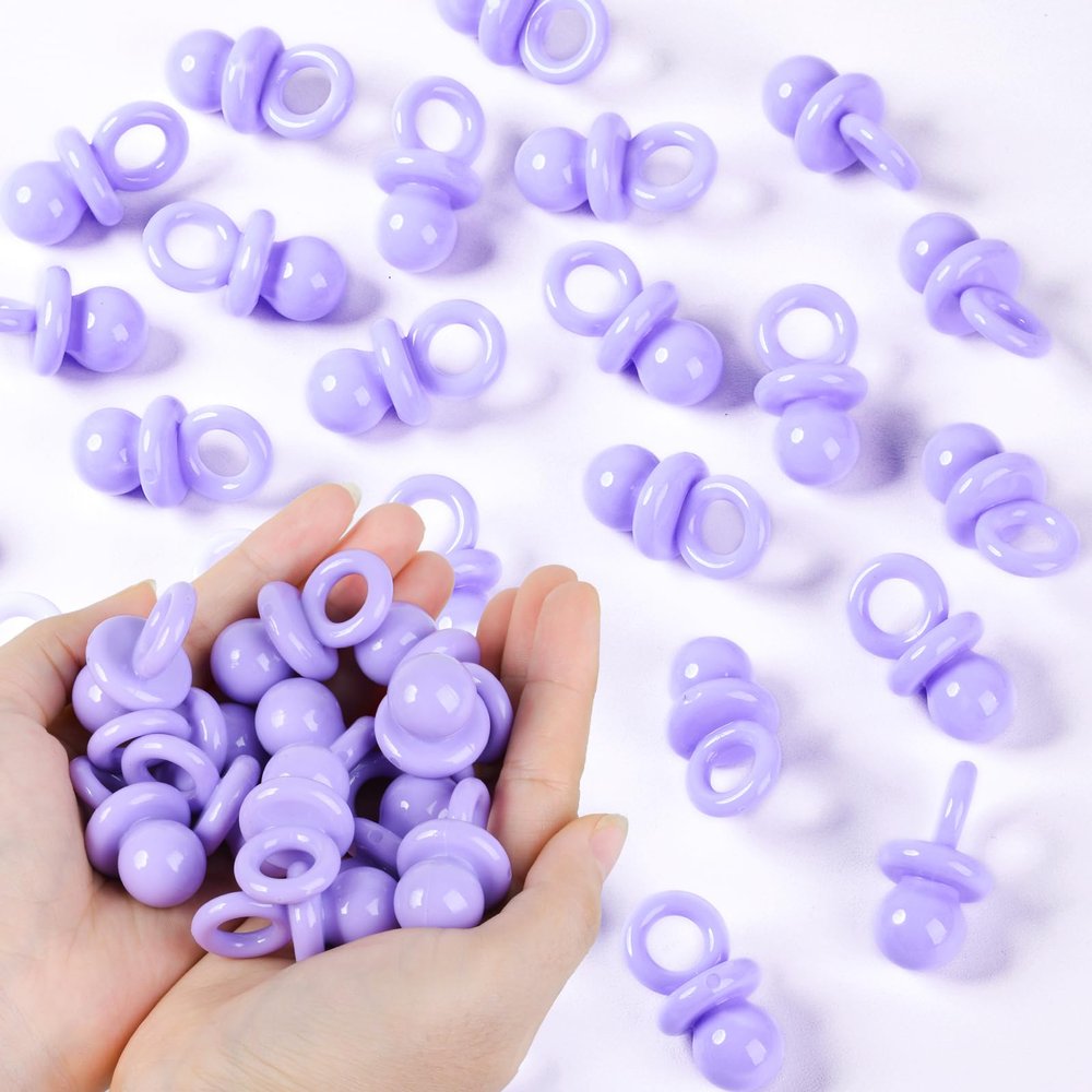 36 PCS Plastic Pacifiers for Baby Shower Game Girl, 1.75 Inch Cute Baby Shower Pacifiers for Decoration DIY, Gender Reveal Table Scatter, Pacifier Hunt Games, Party Favors(Purple)