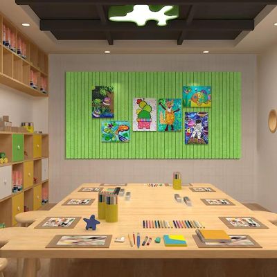 XIUCAI Kids Self Adhesive Felt Activity Board, Student Interactive Learning Tools, Wall Decor for Classroom School Nursery Playroom DIY Art Display, with Safety Pins,Green,120 * 120cm