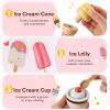 HERSITY Wooden Ice Cream Counter Pretend Play Food for Toddlers 3-5, Ice Cream Shop Stand Popsicle Toy Set Gifts for 3+ 4 5 6 Year Old Girls Boys, Pink view 4