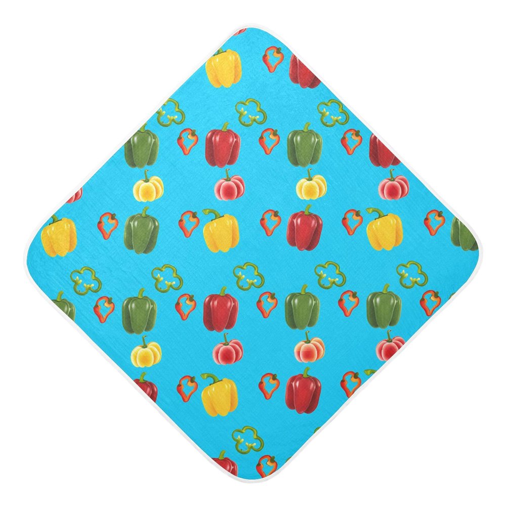 Kigai Baby Hooded Towel Absorbent Baby Bath Shower Towel with Hood for Newborn Boys Girls Babies Infant Toddler (Colorful Bell Peppers 35 x 35 in)