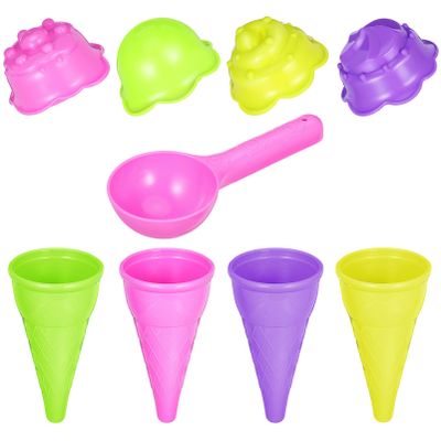 Toyvian Reusable Ice Cream Cone Molds for Kids 4.4 Inch Mini Plastic Cone Makers Portable Ice Cream Making Kit for Home Travel Beach Toys