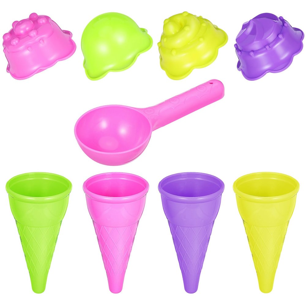 Toyvian Reusable Ice Cream Cone Molds for Kids 4.4 Inch Mini Plastic Cone Makers Portable Ice Cream Making Kit for Home Travel Beach Toys