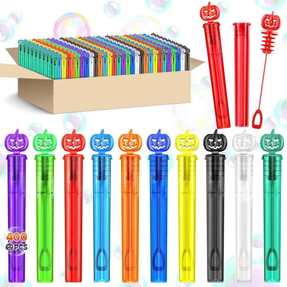 400PCS Halloween Party Favor, Halloween Bubble Wands for Kids, Halloween Trick or Treat Toys, Goodies Bag Fillers, Pinata Fillers, Mini Bubble Wands for Party Supplies