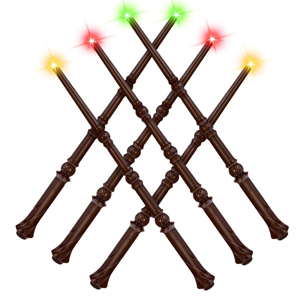 EZVYAO Light Up Magic Wizard Wand with 4 Color Lightings & Sounds - 6 Pack Illuminating Witch Toy Wands for Kids Party Cosplay, Hive