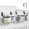 2-Pack Hanging Diaper Organizer for Crib & Changing Table | 50+ Large Capacity Baby Diaper Caddy, Washable Newborn Essentials Organizer for Baby Girl, Ideal Baby Shower Gifts with Hook Straps view 1