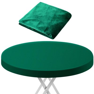 SmoothNovelty 49" Green Velvet Poker Table Cover for Mahjong, Card Games, Noise Reducing, Slip Prevention, Smooth Fabric Round Table Tablecloth for Board and Dice Games