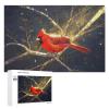 Golden Abstract Red Bird Puzzle 1000 Piece Wooden Jigsaw for Adults Relaxing Bird Design for Mental Wellness, Mindfulness, and Home Decor view 1
