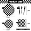 100 Pcs Racing Checkered Party Supplies Set, Serves 25  Disposable Black and White Checkerboard Paper Plates, Napkins, and Forks, Race Car Themed Tableware for Birthday, and Racing Table Decorations view 2