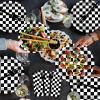 100 Pcs Racing Checkered Party Supplies Set, Serves 25  Disposable Black and White Checkerboard Paper Plates, Napkins, and Forks, Race Car Themed Tableware for Birthday, and Racing Table Decorations view 4